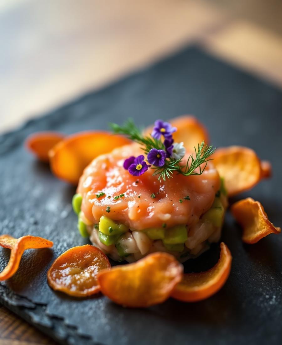 Tartare de Salmão & Chips de Batata-Doce
